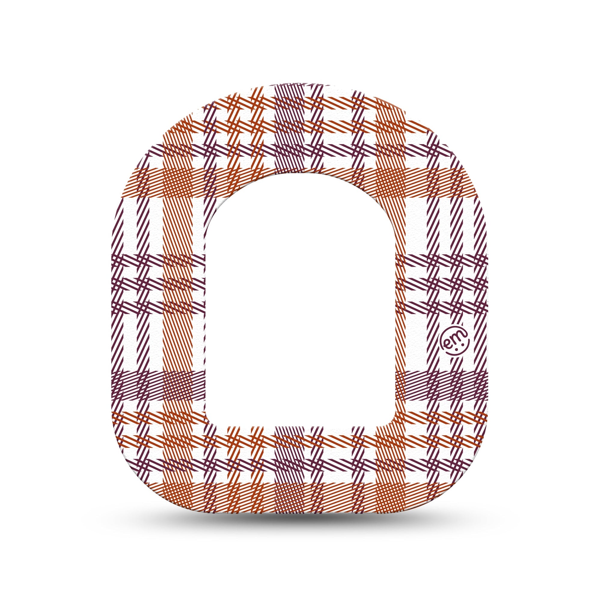 ExpressionMed Auburn Plaid Pod Mini Tape Single, Rustic Checkered Pattern Adhesive Patch Pump Design