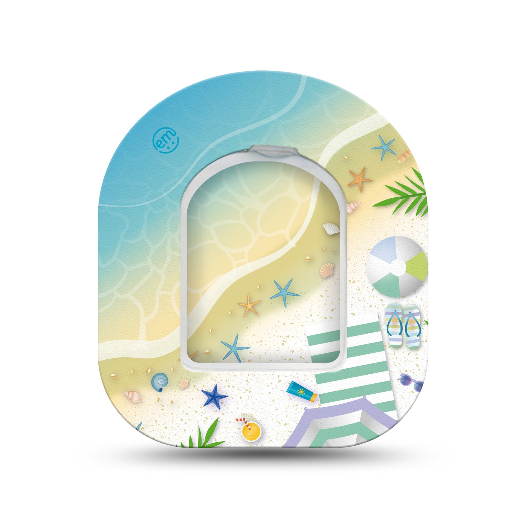 ExpressionMed Relaxing Beach Pod Mini Tape Single Sticker and Single Tape, Sandy Shoreline Adhesive Tape Pump Design