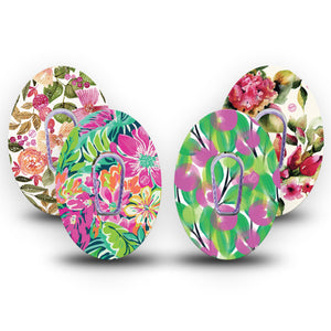 ExpressionMed Floral Strokes Variety Pack  Dexcom G6 Sticker and Tape Striking floral assortment Vinyl Sticker and Tape Design CGM Design