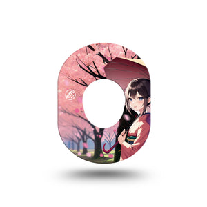 Cherry Blossom Anime Dexcom G7 Mini Tape, single, anime girl patch design