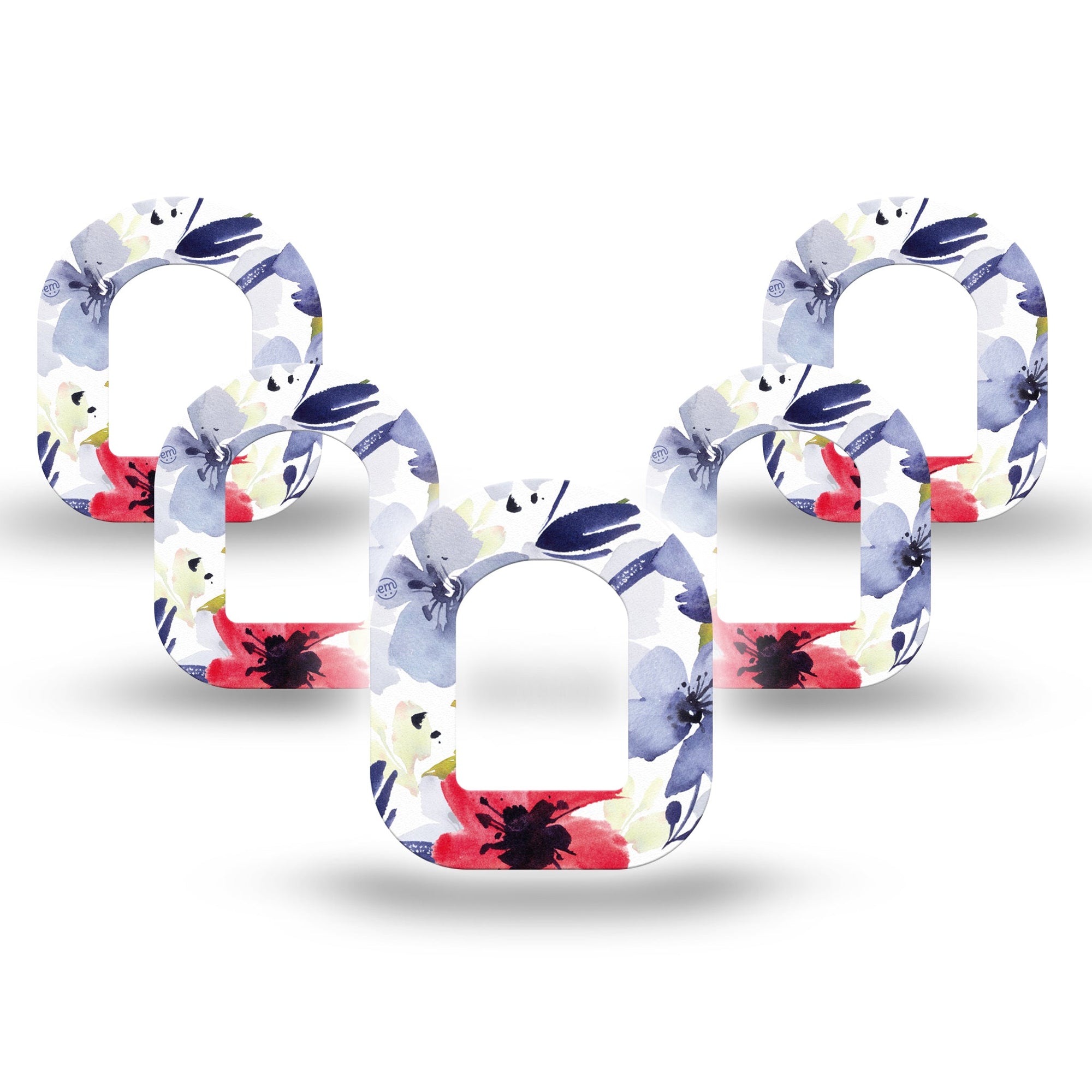 ExpressionMed Red, White, & Blue Flowers Pod Mini Tape 5-Pack, & Blue Flowers Plaster Pump Design