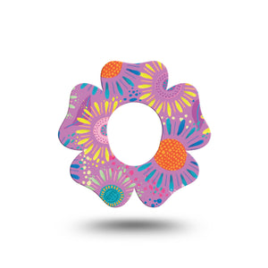 ExpressionMed Giant Daisies Dexcom G7 Flower Shape Single Colorful Abstract by Etta Vee Patch CGM Design, Dexcom Stelo Glucose Biosensor System