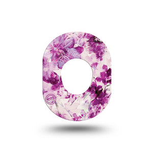 ExpressionMed Violet Orchids Dexcom G7 Mini Tape, Single, purple flowers adhesive tape design