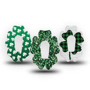 ExpressionMed St Patricks Day Dexcom G6 Flower 3-Pack Variety Lucky Green Theme Overlay Patch CGM Design