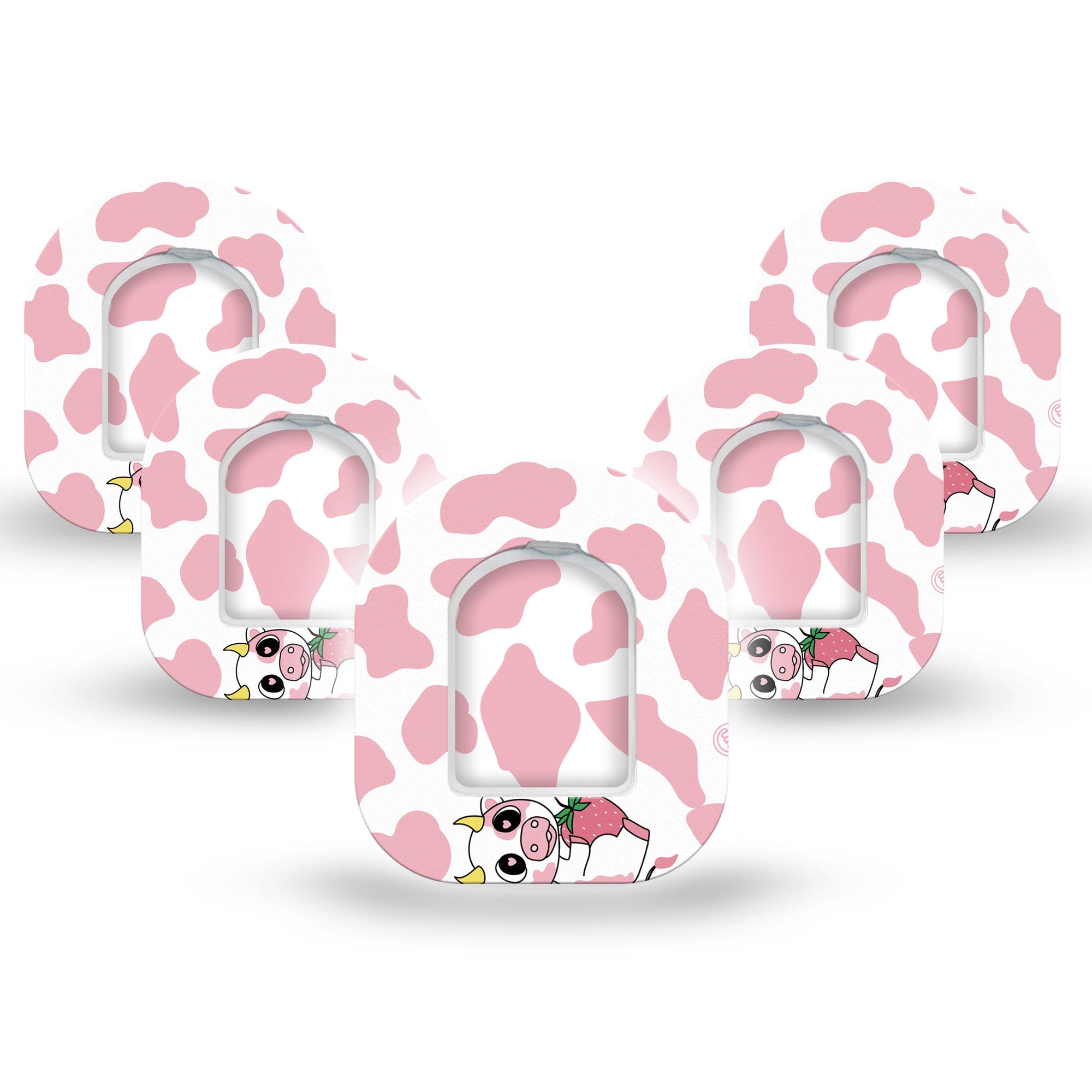 ExpressionMed Strawberry Cow Pod Mini Tape 5 Stickers and 5 Tapes, Fruity Bovine Adhesive Patch Pump Design