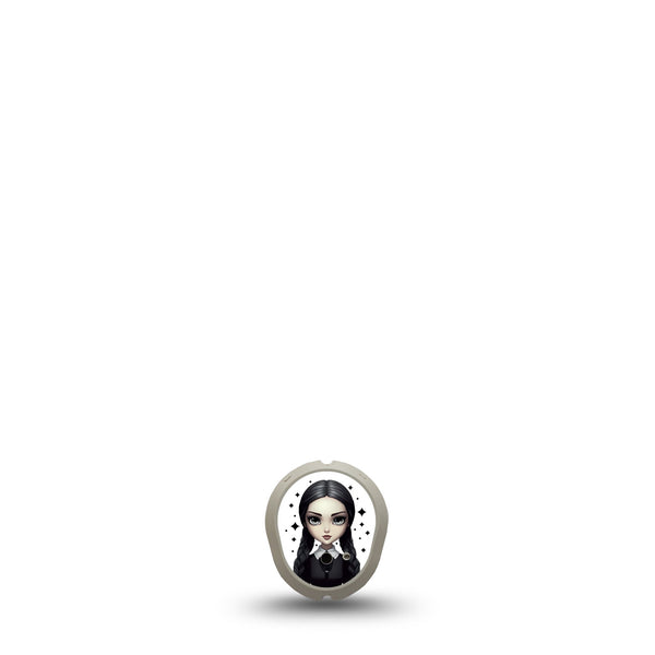 ExpressionMed Wednesday Dexcom G7 Sticker Pigtail Haired Girl, CGM Adhesive Sticker Design, Dexcom Stelo Glucose Biosensor System