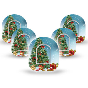 ExpressionMed Oh, Christmas Tree Pod Mini Tape 5 Stickers and 5 Tapes, Decorated Evergreen Fixing Ring Tape Pump Design