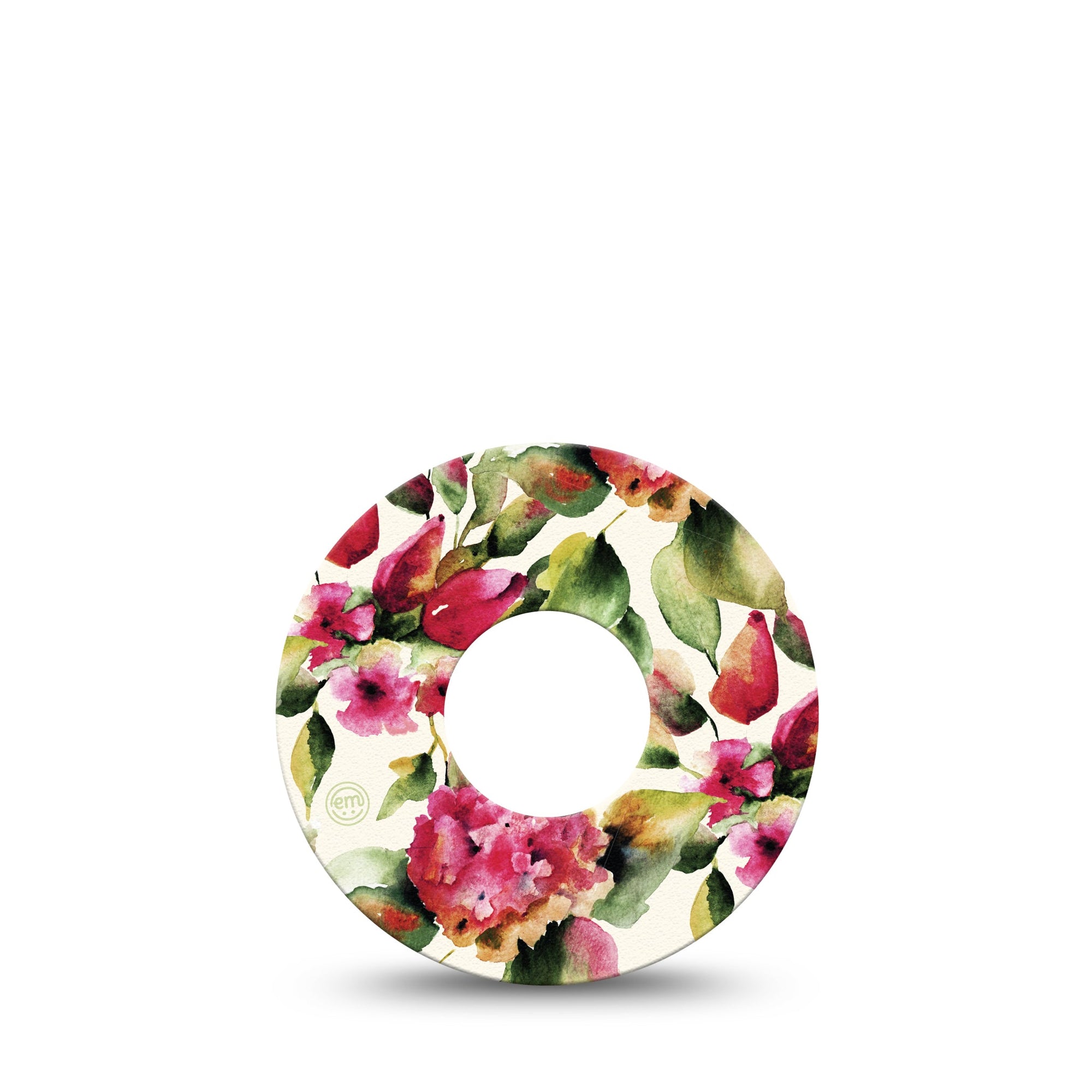 ExpressionMed Floral Romance Infusion Tape Ivory landscape watercolor pink petals, CGM Fixing Ring Patch design
