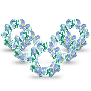 ExpressionMed Hyacinths  Freestyle Libre 2 Flower Shape 5-Pack spring blooming hyacinths Adhesive Tape CGM Design, Abbott Lingo