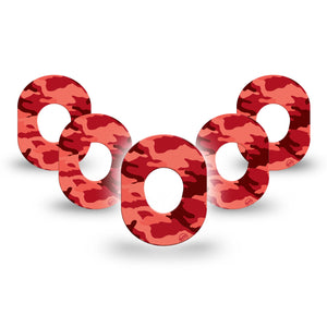 ExpressionMed Red Camo Dexcom G7 Mini Tape 5-Pack Red Disguise, CGM Fixing Ring Patch Design