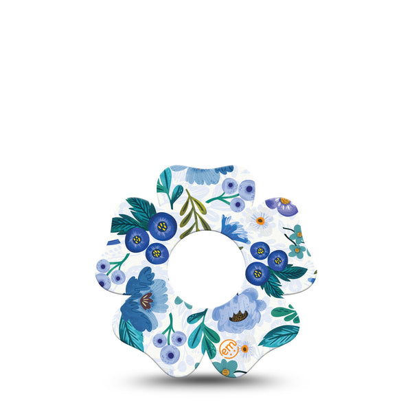 ExpressionMed Blue Anemone Infusion Set Flower Shape 5-Pack Serene Bloom Overlay Tape Continuous Glucose Monitor Design