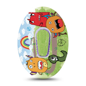 ExpressionMed Monsters Dexcom G6 Transmitter Sticker and Tape, Friendly Crawlers, CGM Adhesive Tape and Sticker Pairing