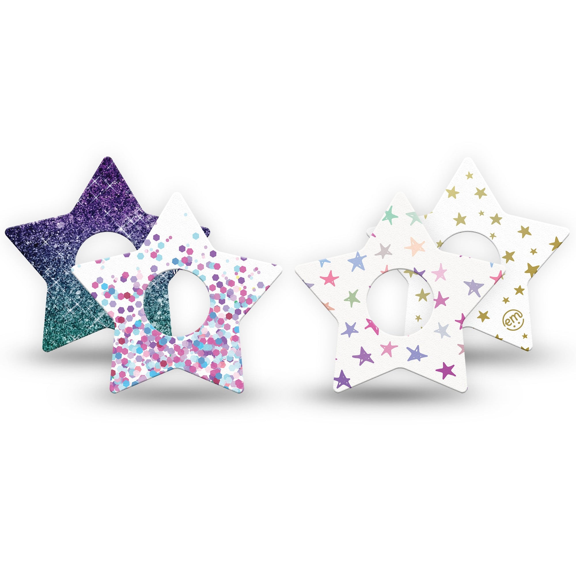 ExpressionMed Superstar Freestyle Libre 3 Star shaped 4-pack variety, cute star cgm overlay patch design