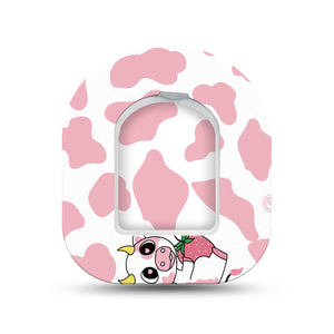 ExpressionMed Strawberry Cow Pod Mini Tape Single Sticker and Single Tape, Sweet Moo Adhesive Patch Pump Design