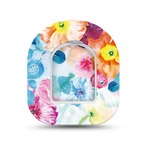 ExpressionMed Watercolor Poppies Pod Mini Tape Single Sticker and Single Tape, Delicate Petals Plaster Pump Design