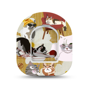 ExpressionMed Kitty Cats Pod Mini Tape Single Sticker and Single Tape, Purring Pals Patch Pump Design