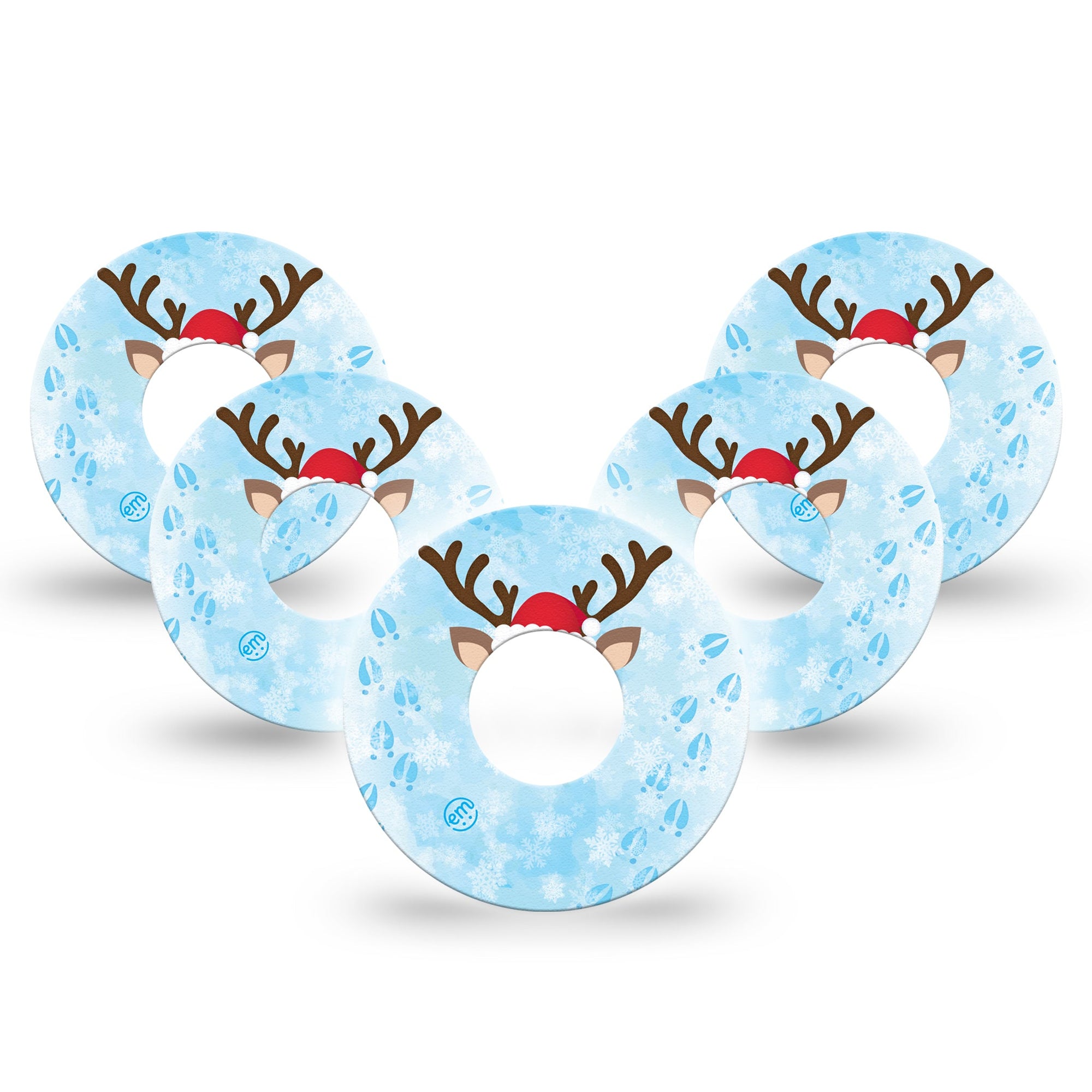 ExpressionMed Flurry the Reindeer Infusion Tape 10-Pack Snow Horns, CGM Plaster Patch Design