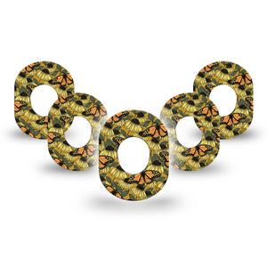 Coneflowers & Monarchs Dexcom G7 Mini Tape5-Packfall blooms and butterflies overlay design