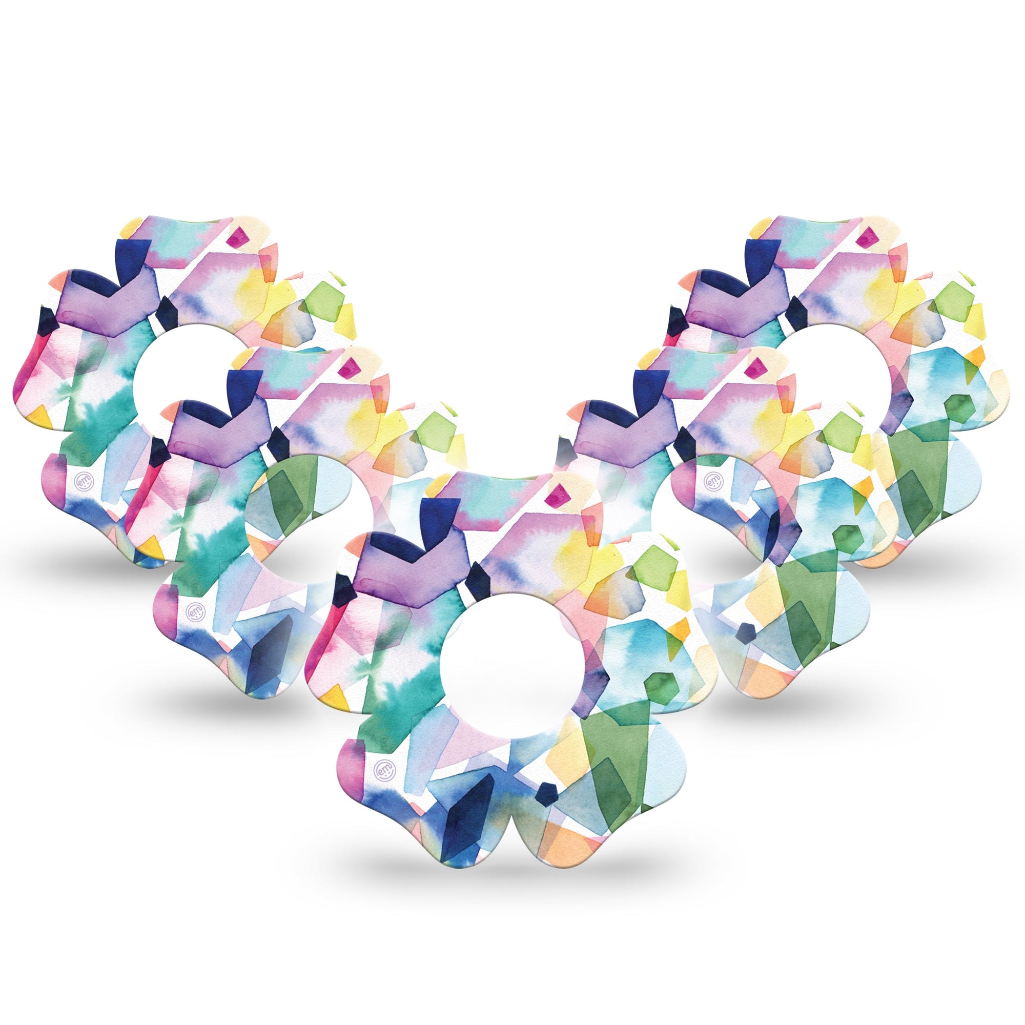 ExpressionMed Kaleidoscope Infusion Set Flower Shape 10-Pack Rainbow Shapes Overlay Tape Continuous Glucose Monitor Design