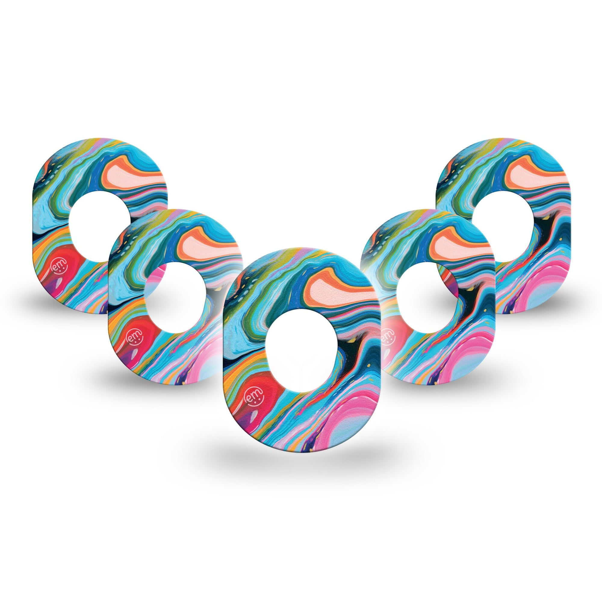 Color Melting Swirl Dexcom G7 Mini Tape, 5-Pack, colorful adhesive tape design