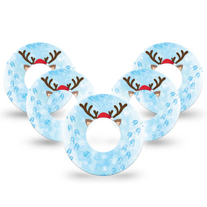 ExpressionMed Flurry the Reindeer Libre Tape 5-Pack Snow Animal Footprints, CGM Adhesive Patch Design