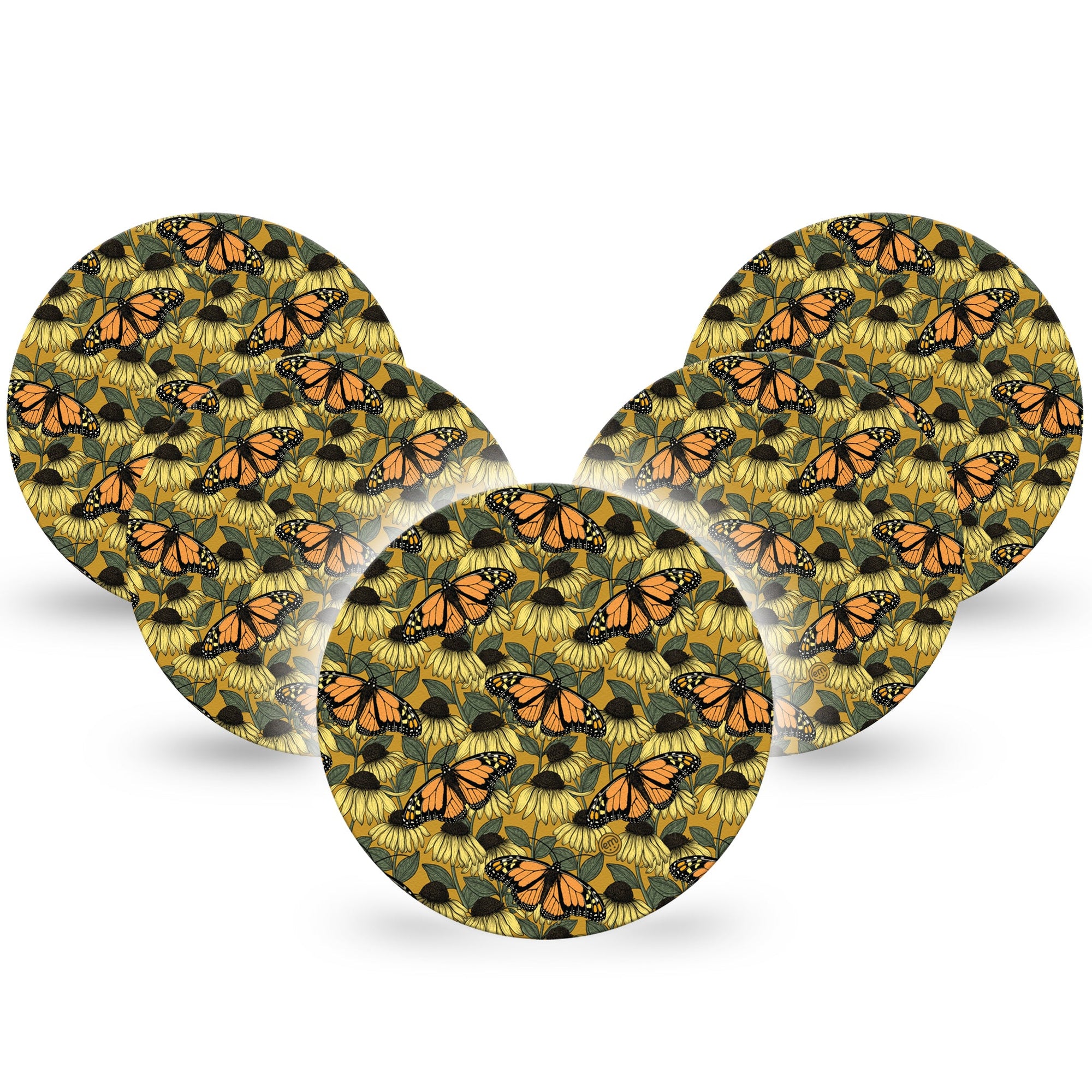 ExpressionMed Coneflowers & Monarchs Libre 2 Overpatch Tape 5-Pack Pollinating Flowers And Butterflies, CGM Adhesive Patch Design