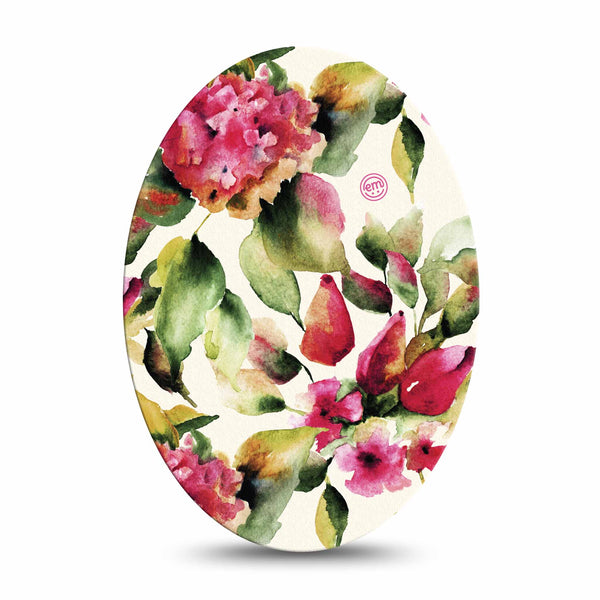 Medtronic Enlite / Guardian ExpressionMed Floral Romance Universal Oval Tape Delicate watercolor magenta pink flowers, Medtronic CGM Overlay patch design