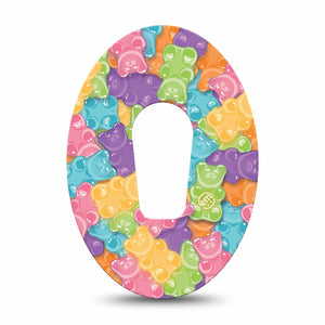 ExpressionMed Gummy Bears Dexcom G6 Tape Pastel Colored Candies, CGM Fixing Ring Patch Design