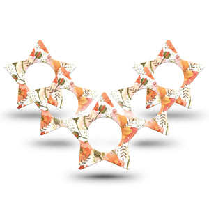 ExpressionMed Peachy Blooms Libre Star Tape 5-Pack orange posies overlay design