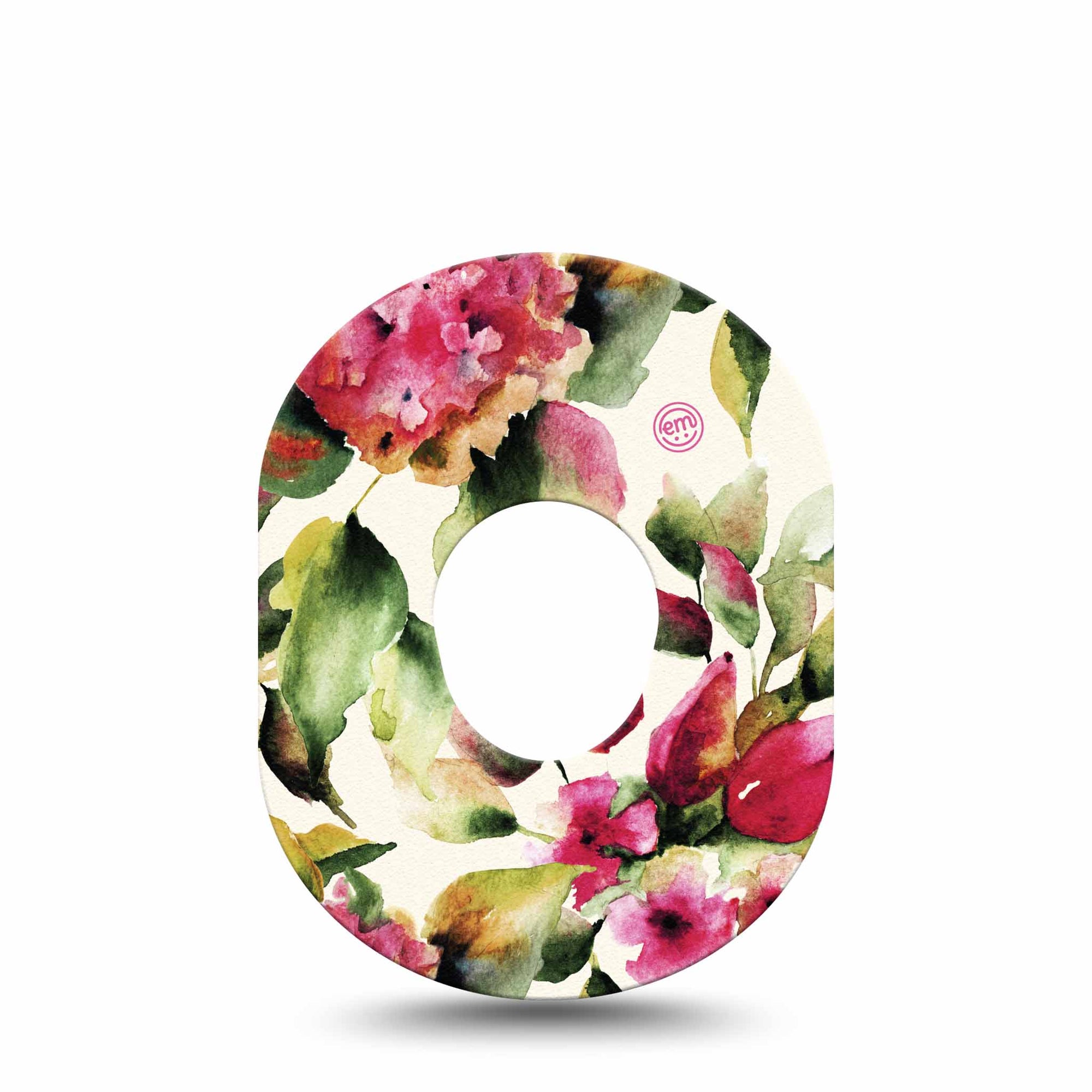 ExpressionMed Floral Romance Dexcom G7 Tape Pink flower gentle watercolor painting, CGM Patch design, Dexcom Stelo Glucose Biosensor System