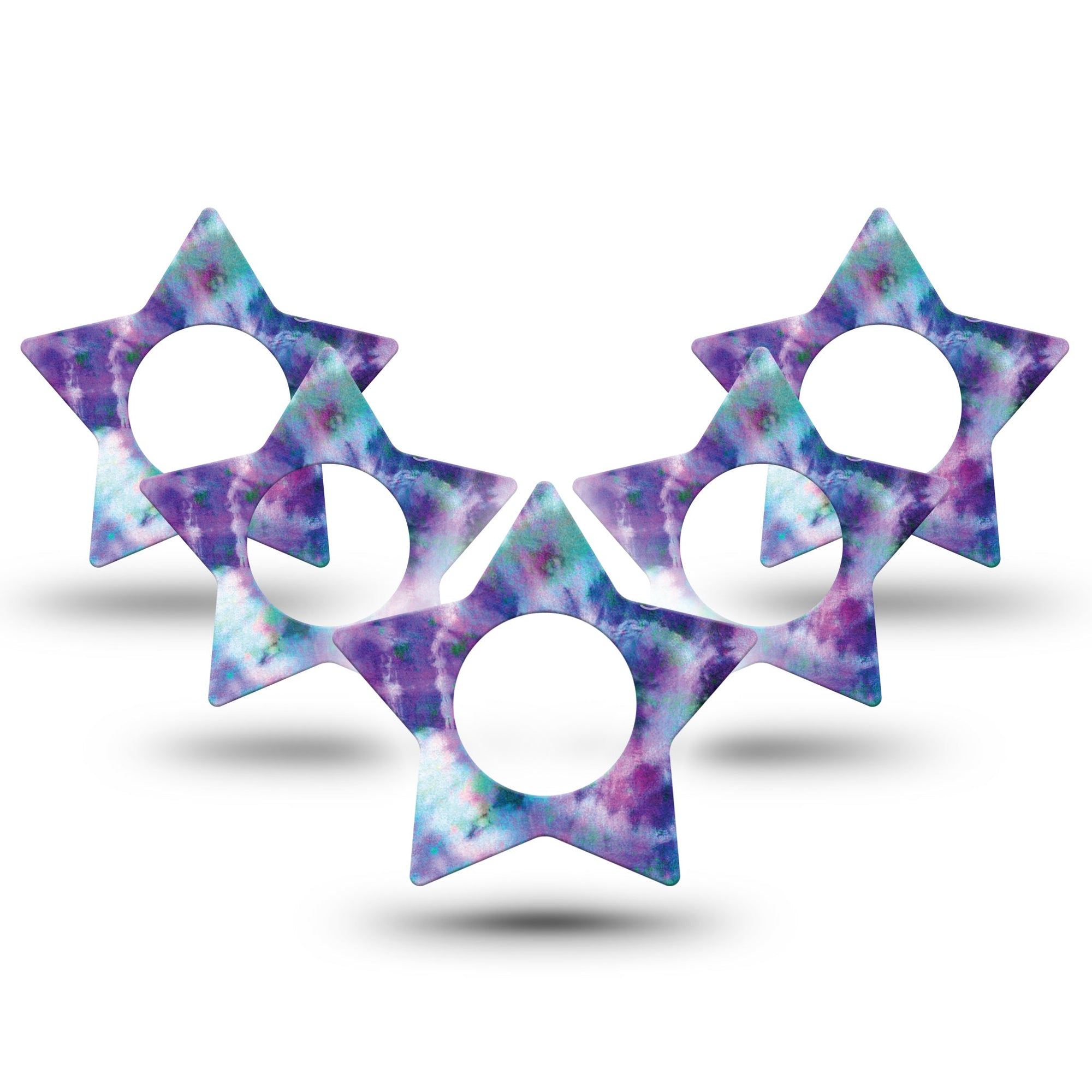 ExpressionMed Purple Tie Dye Libre Star Tape 5-Pack purple star shaped plaster design, Abbott Lingo