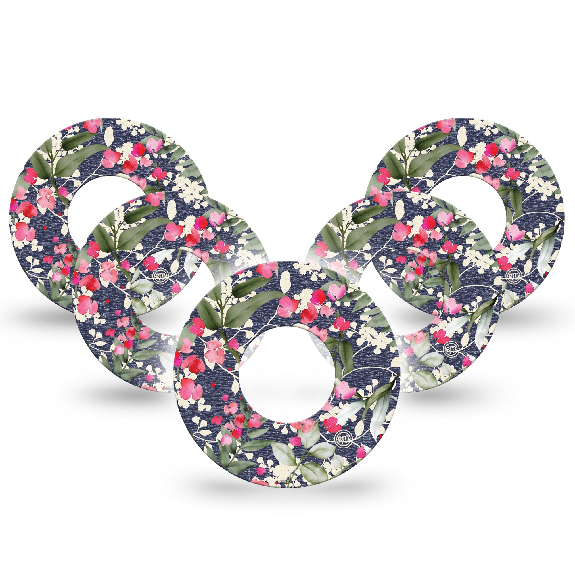 ExpressionMed Denim Flowers Libre Tape5-PackFloral Blossoms With Jeans Inspired, CGM Adhesive Patch Design