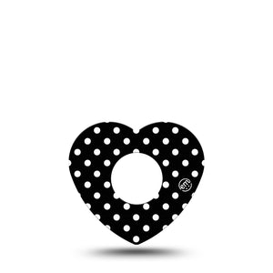 ExpressionMed Black and White Polka Dots Infusion Heart 5-pack, Polka Dot Fashion, Continuous Glucose Monitor, Plaster Patch Design