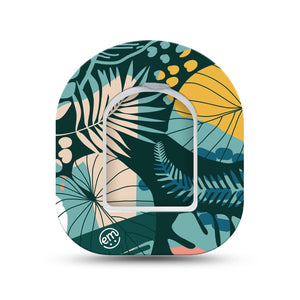 ExpressionMed Jungle Tropics Pod Mini Tape Single Sticker and Single Tape, Tropical Wilderness Adhesive Patch Pump Design