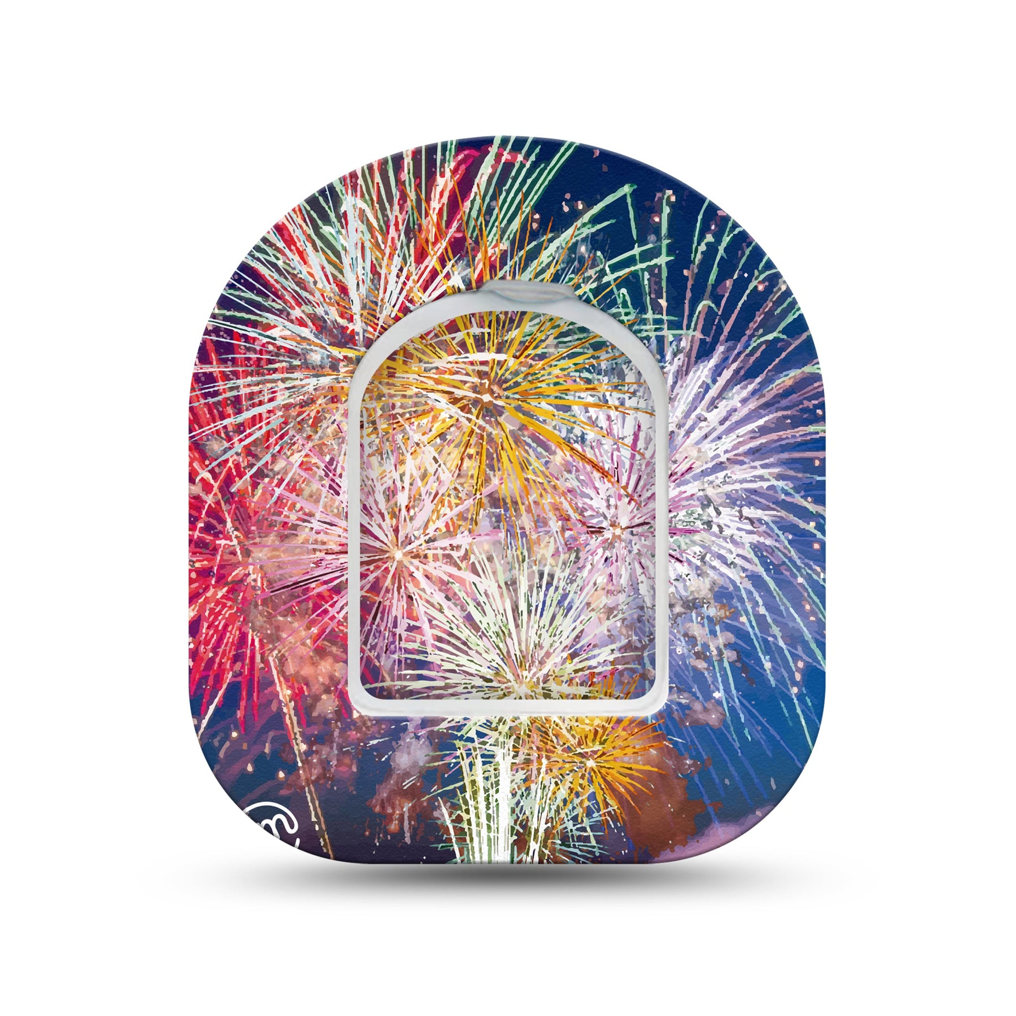 ExpressionMed Fireworks Pod Mini Tape Single Sticker and Single Tape, Colorful Sparks Patch Pump Design