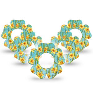 ExpressionMed Daffodils Freestyle Libre 2 Flower Shape 5-Pack Springtime Joy Adhesive Tape CGM Design, Abbott Lingo