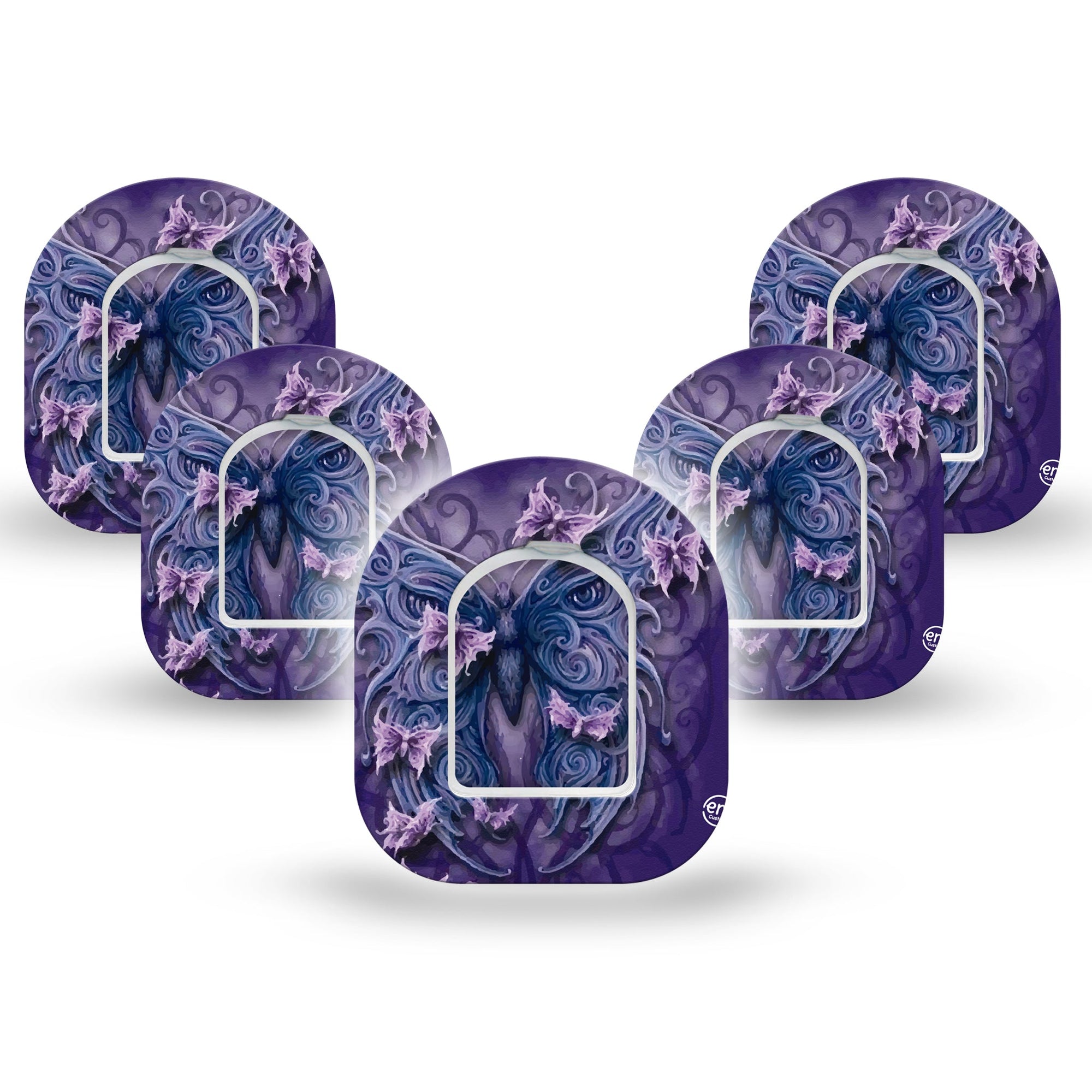 ExpressionMed Purple Butterfly Pod Mini Tape 5 Stickers and 5 Tapes, Regal Butterfly Overlay Tape Pump Design