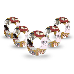 ExpressionmMed Kitty Cats Dexcom G7 Mini Tape, 5-Pack, cute cats plaster design
