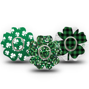 ExpressionMed St Patricks Day Dexcom G7 Flower 8-Pack Variety Green Clover Leaf Plaster Patch Continuous Glucose Monitor Design, Dexcom Stelo Glucose Biosensor System