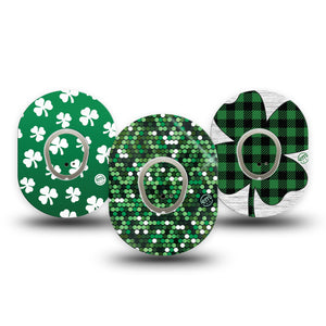 ExpressionMed St Patricks Day Variety Pack Dexcom G7 Mini Tape Tape & Sticker 6-Pack Lucky Glam Leaves, CGM Pairing Tape and Sticker, Dexcom Stelo Glucose Biosensor System