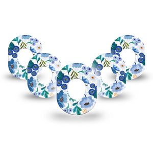 Blue Anemone Dexcom G7 Mini Tape5-Packblue flowers fixing ring design