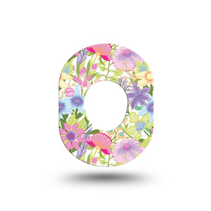 ExpressionMed Fantasy Florals Dexcom G7 Mini Tape Pastel Flowerets, CGM Adhesive Patch Design