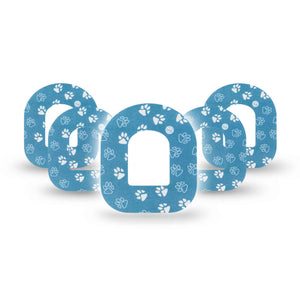 Blue and White Pawprints Omnipod Tape 5-Pack
