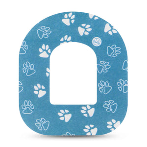 Blue and White Pawprints Omnipod Tape